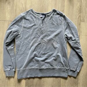 Light Blue Satin Edged V-neck Sweatshirt - Hot Cotton by Marc Ware